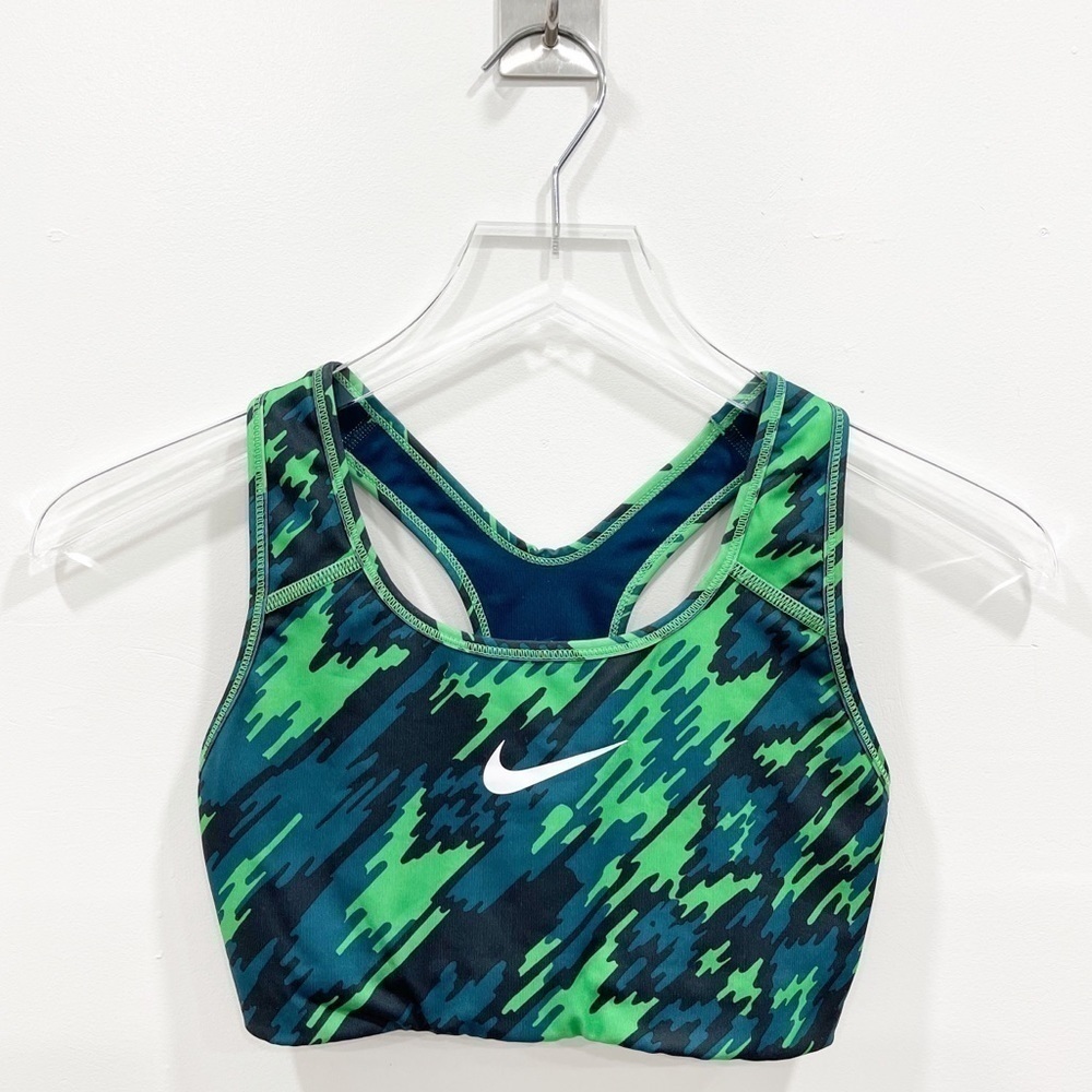 Nike Green Printed Racerback Sports Bra X-Small
